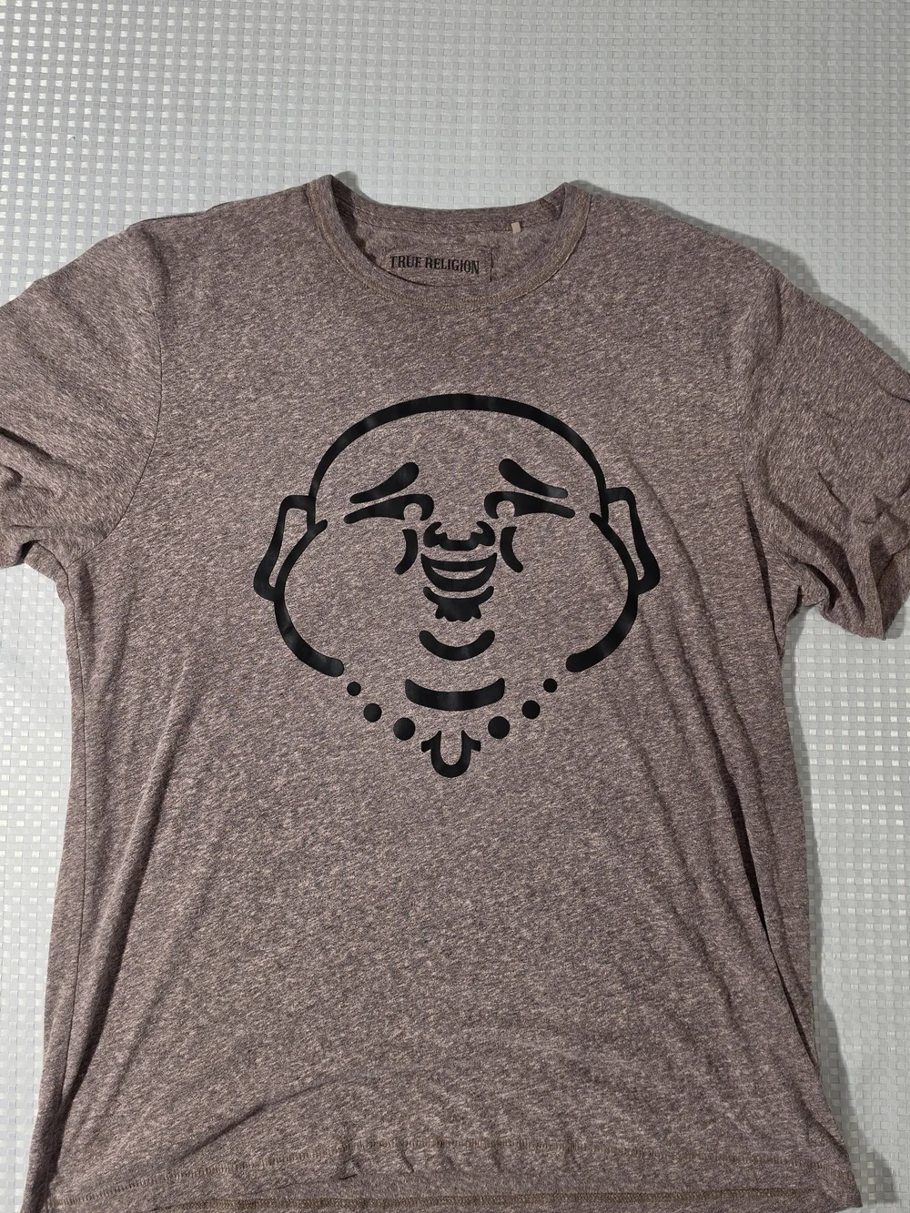 True Religion Mauve Heather Short-Sleeve Tee with Black Graphic XL